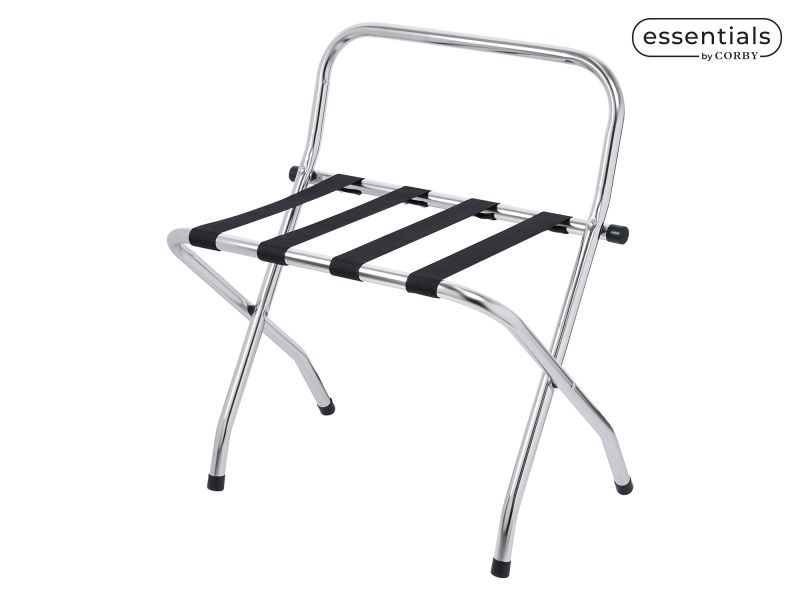 Ashton Luggage Rack With Back Chrome Black