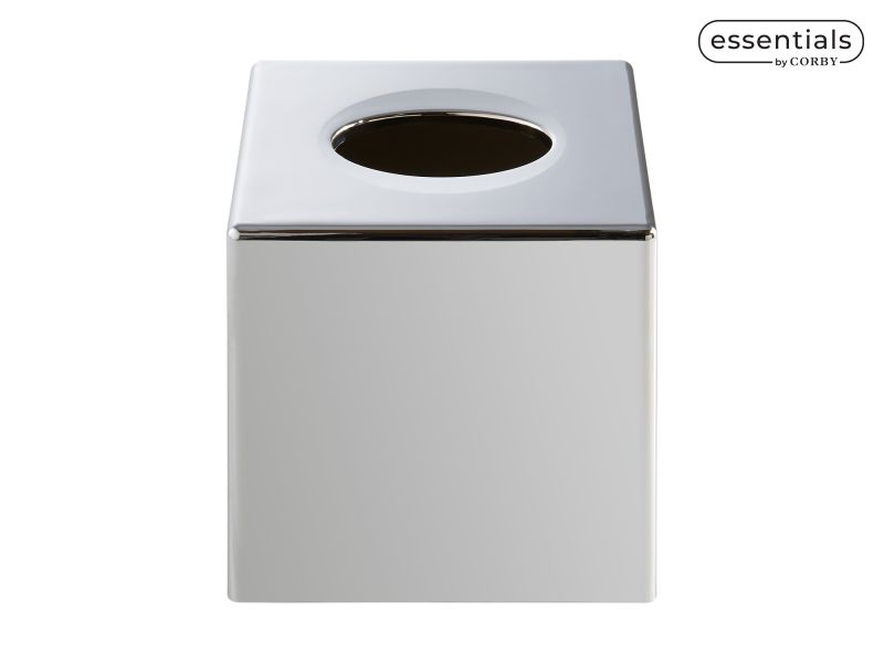 Devon Cube Tissue Box Cover Chrome